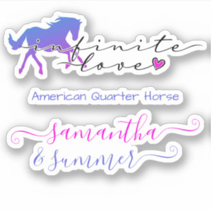 Sticker Horse Love Infinity Heart Nom personnalisé Race T