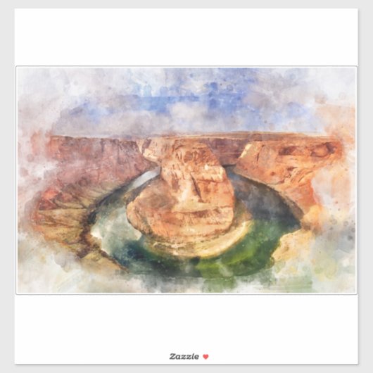 Sticker Horseshoe Bend in Grand Canyon aquarelle (Feuille)