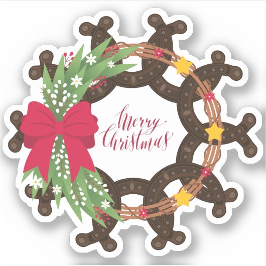 Sticker Horseshoe Christmas Wreath (Devant)