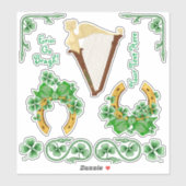 Sticker Horseshoe shamrock Et Ensemble De Vinyle De Harpe  (Feuille)