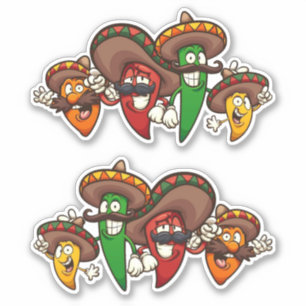 Sticker Hot Chilis - Poivrons mexicains