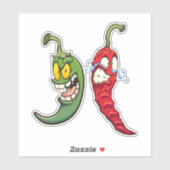 Sticker Hot Chilis - Poivrons verts et rouges (Feuille)