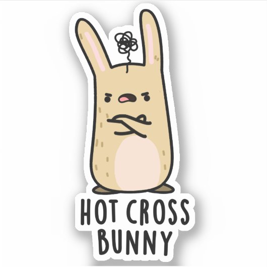 Sticker Hot Cross Bunny Funny Angry Rabbit Pun (Devant)