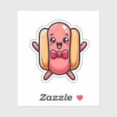 Sticker Hot-dog amusant et jouant (Feuille)