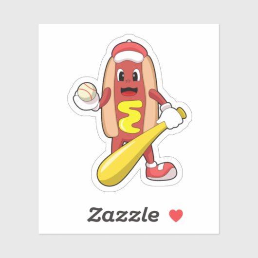Sticker Hot dog at baseball with baseball (Feuille)