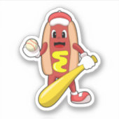 Sticker Hot dog at baseball with baseball (Devant)