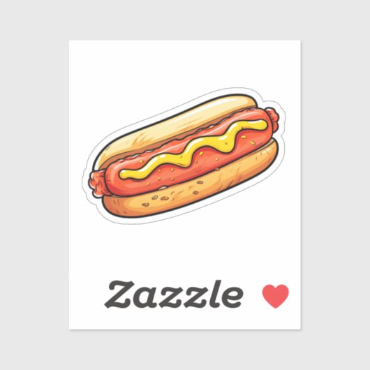 Sticker Hot dog de dessin animé (Feuille)