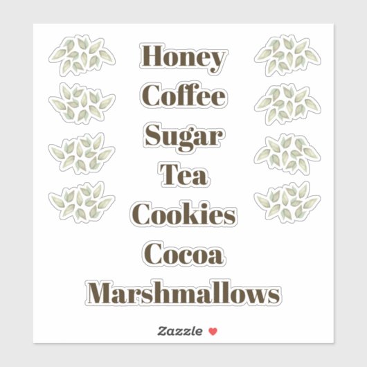 Sticker Hot Drink Bar Labels  (Feuille)