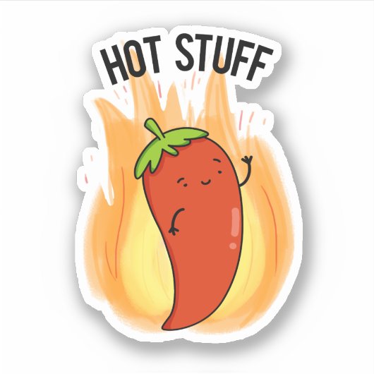 Sticker Hot Stups Funny Red Hot Chili Pepper Pun (Devant)