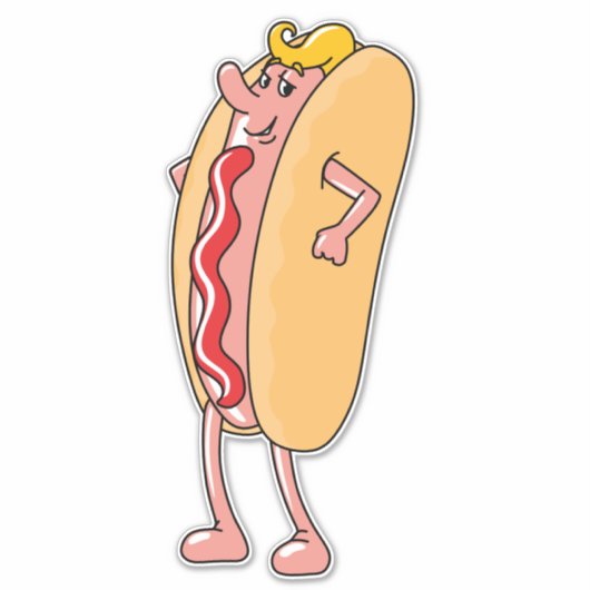 STICKER HOTDOG AMUSANT STYLE DIE CUT GROS BÂTIMENTS DECAL (Devant)