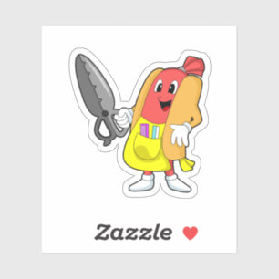 Sticker Hotdog comme coiffeur avec ciseaux