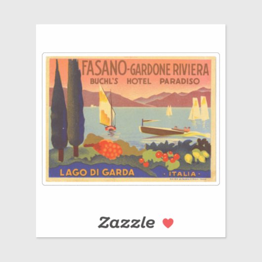 Sticker Hotel Paradiso Fasoan Gardone Riviera (Feuille)