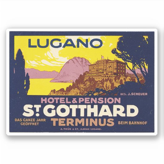 Sticker Hotel & Pension St. Gotthard Lugano (Devant)