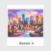 Sticker Houston Skyline Abstrait Art (Feuille)