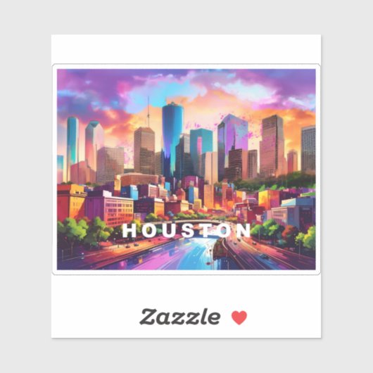 Sticker Houston Skyline Abstrait Art (Feuille)
