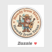 Sticker Howdy de Texas_ Retro Longhorn Western Artwork (Feuille)