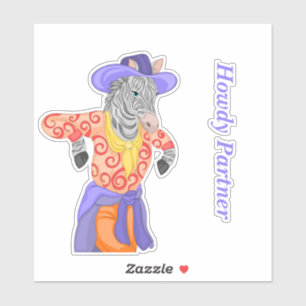 Sticker Howdy Partner Zebra