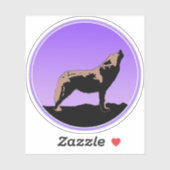 Sticker Howling Wolf at Sunset - Art faunique original (Feuille)