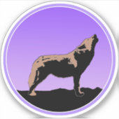 Sticker Howling Wolf at Sunset - Art faunique original (Devant)