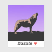 Sticker Howling Wolf at Sunset - Art faunique original (Feuille)