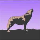 Sticker Howling Wolf at Sunset - Art faunique original (Devant)