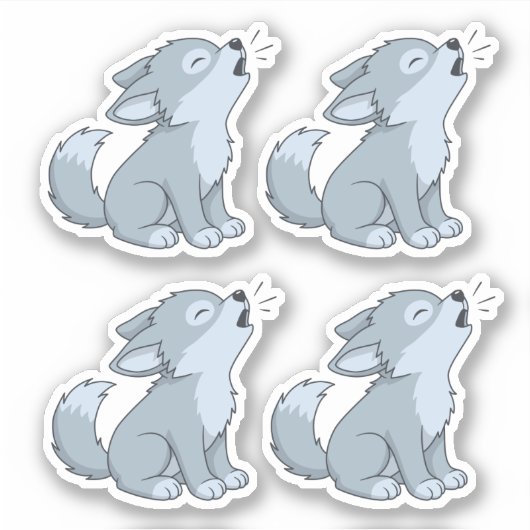 Sticker Howling Wolf Pup Set of 4 (Devant)