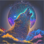 Sticker Howling Wolf Surreal Imaginaire (Devant)