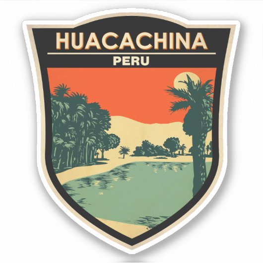 Sticker Huacachina Pérou Travel Art Vintage (Devant)