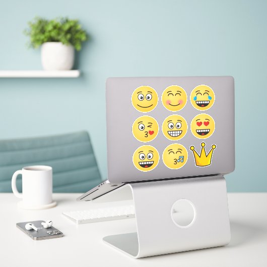 Sticker Huit Emojis et une Couronne (Ordinateur portable sur le bureau)