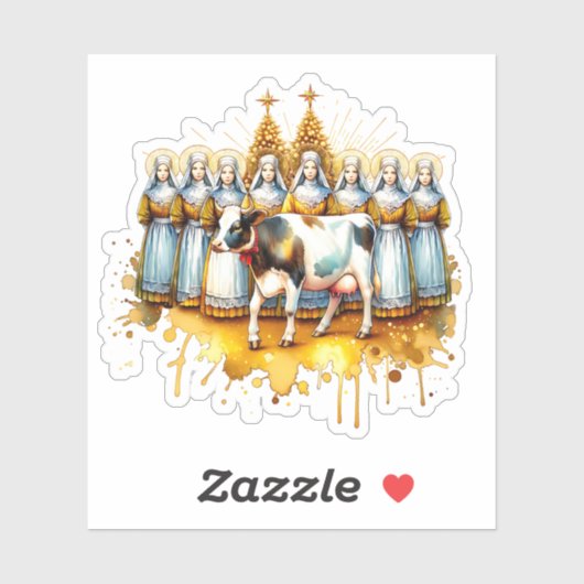 Sticker Huit serveuses | Douze jours de Noël (Feuille)