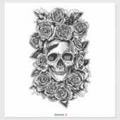 Sticker Humains Crâne Rose Goth Art Illustration (Feuille)
