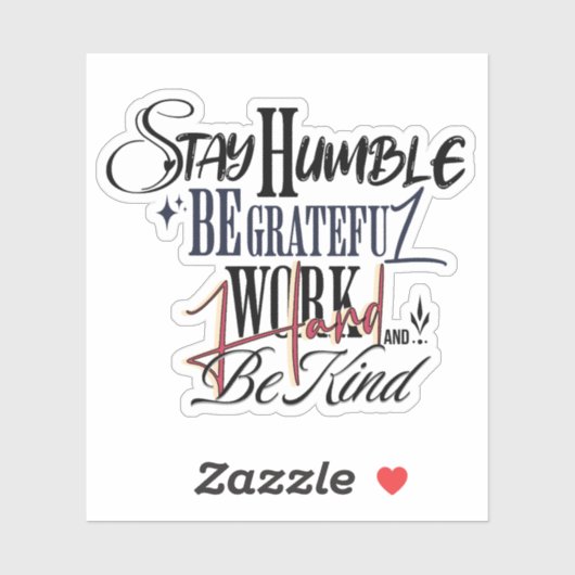 Sticker Humble Be Kind Self Improvement Handwritten Quote (Feuille)