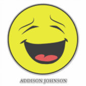 Sticker Humoristique rire Emoji Visage Jaune Ajouter le no (Devant)