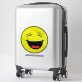 Sticker Humoristique rire Emoji Visage Jaune Ajouter le no (Sur valise)
