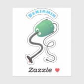 Sticker Humour de dessin animé de l'aspirateur mignon (Feuille)