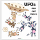 Sticker Humour d'enlèvement de vache UFO (Feuille)