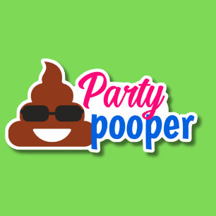 Sticker Humour Party Pooper imperméable