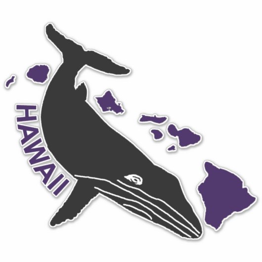Sticker Humpback Hawaii Purple Islands (Devant)