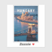Sticker Hungary Illustration Travel Art Vintage (Feuille)