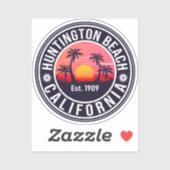 Sticker Huntington Beach California Retro Sunset Souvenirs (Feuille)