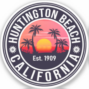 Sticker Huntington Beach California Retro Sunset Souvenirs