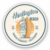 Sticker Huntington Beach California Surfer Paradise (Recto)