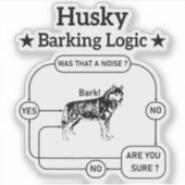 Sticker Husky Barking Logic Funny Chien Sibérien Sarcastiq (Devant)