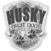 Sticker HUSKY BEST DOG Pfotenabdruck vintage (Devant)
