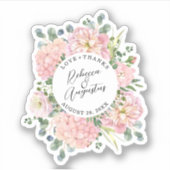 Sticker Hydrangea Rose Aquarelle rose Merci Floral (Devant)