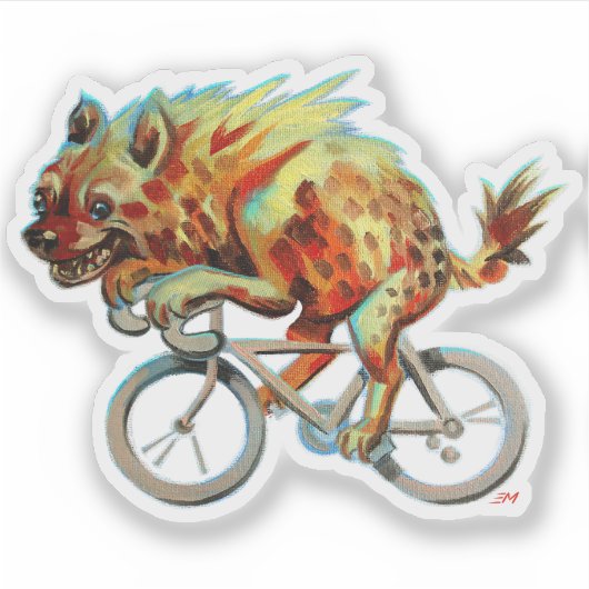 Sticker Hyène Colorée En Tête À Vélo (Devant)