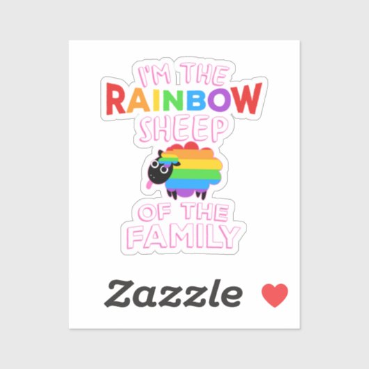 Sticker I_39_m Le Mouton Arc-En-Ciel De La Famille - LGBT (Feuille)
