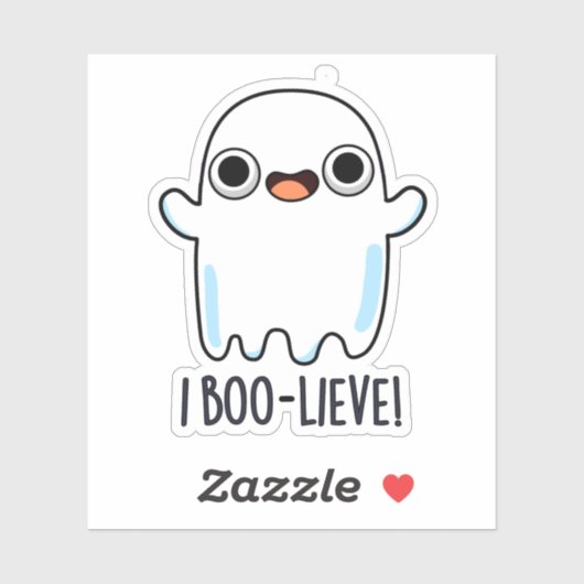 Sticker I Boo-lieve Funny Positive Ghost Pun (Feuille)