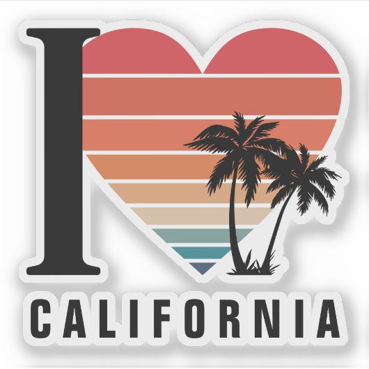 Sticker I ♥ California Retro (Devant)