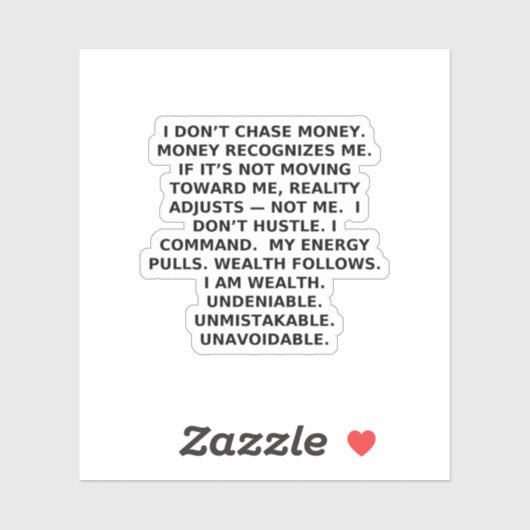 STICKER I COMMAND WEALTH. NOT OPINIONS. (Feuille)